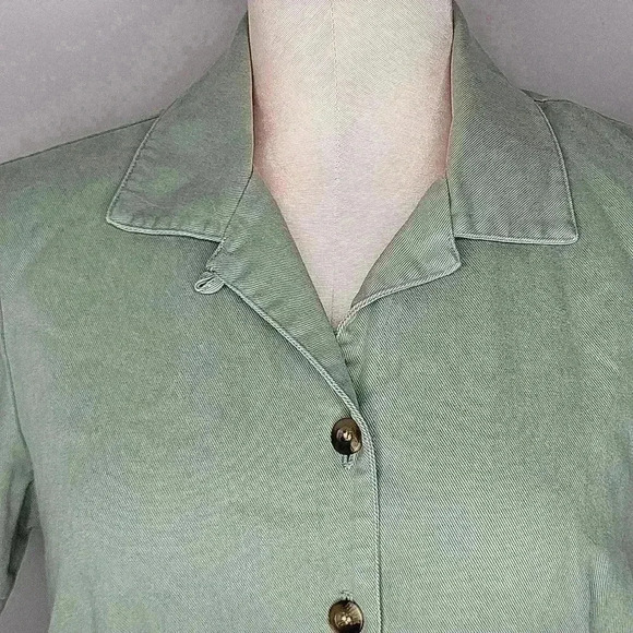 Appleseeds Petites Vintage Sage Green Dress Button Down‎ Size 6P - Picture 5 of 9